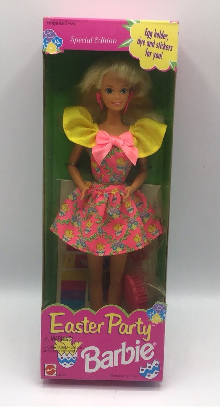 Vintage 1994 Easter Party Barbie Special Edition Egg Holder Dye Stickers NRFB